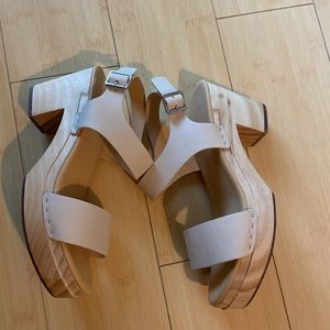 NISOLO All Day Open Toe Clog Sandals Women’s Cream Platform Shoes 9